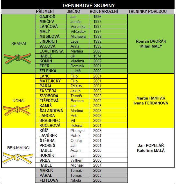 tréninkové skupiny